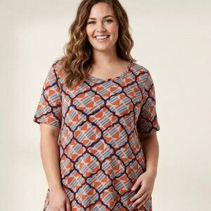LuLaRoe Perfect T-Shirt Tunic - Geometric/Moroccan Trellis Print XL